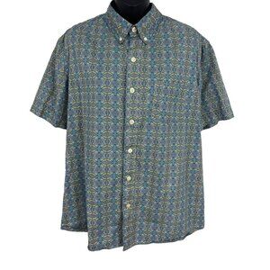 Kennington Mens Extra Large Cotton Short Sleeve Button Up Shirt Blue Floral EUC